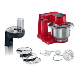 Bosch MUMS2ER01 Robot De Cuisine MUM Serie 2 Avec Bol En Acier Inoxydable 3,8 L, Batteur Planétaire, Crochet Pétrisseur, Fouet En Acier Inoxydable, Hachoir Traversant, 3 Tranches, 700